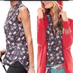 CAbi Plaza Fiesta Floral Sleeveless Button Down Top Blouse Size Small